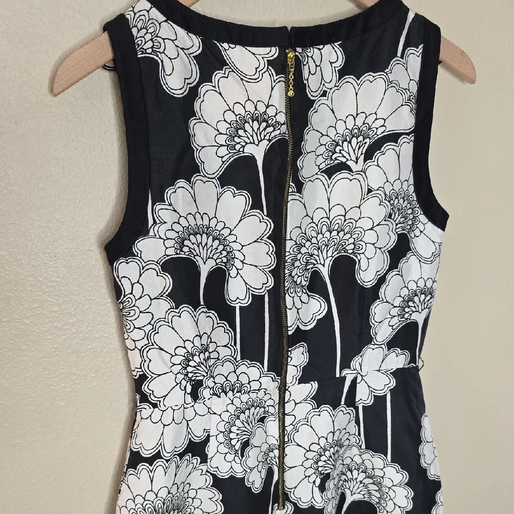 Kate Spade x Florence Broadhurst Floral Silk Dress Black White Shift Womens Sz 6